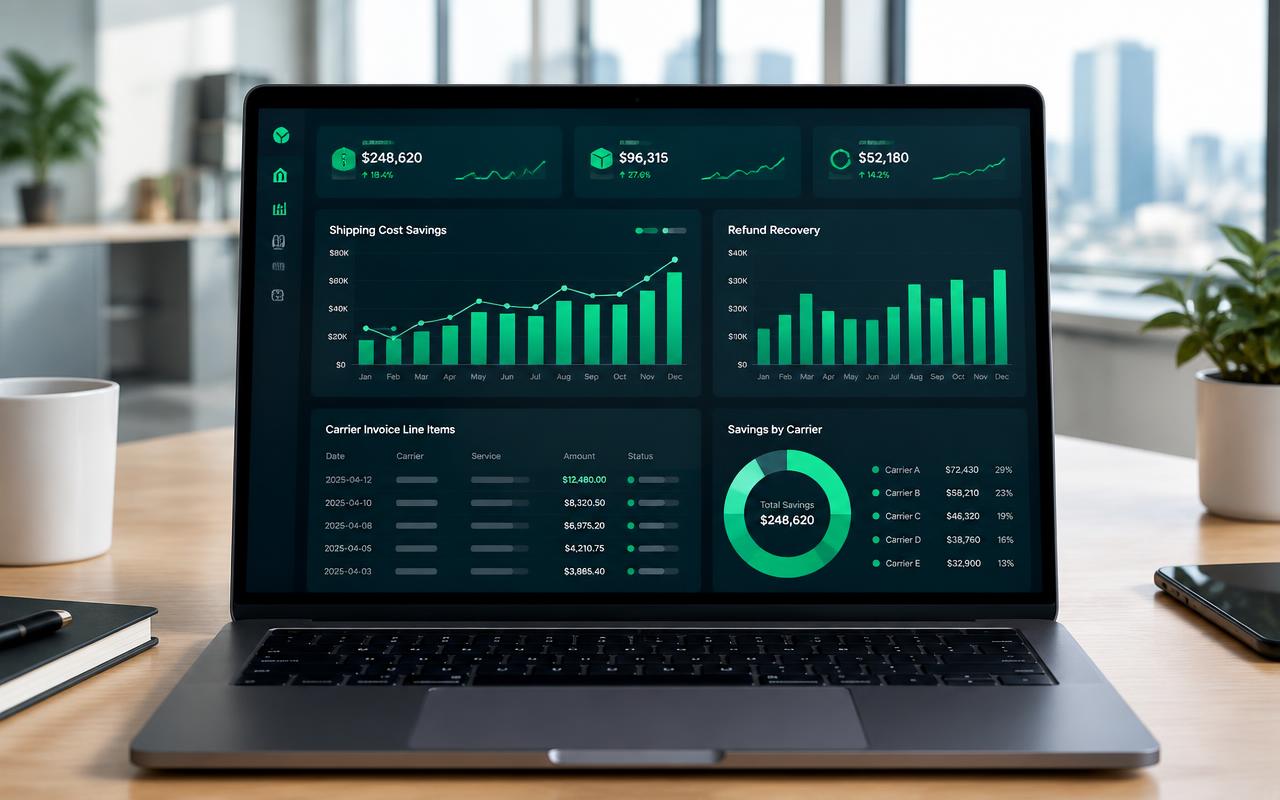 Shipping savings analytics dashboard