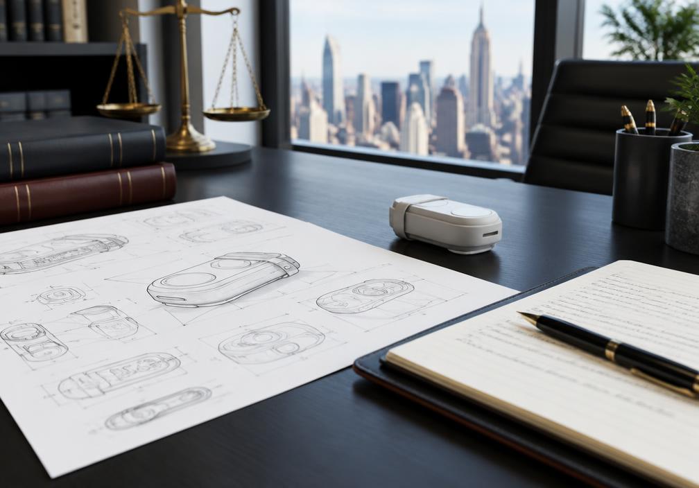 Product prototype and patent drawings prepared for an intellectual property review