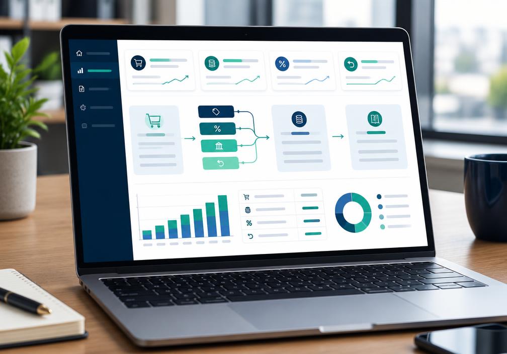 Organized ecommerce payout summaries on a laptop